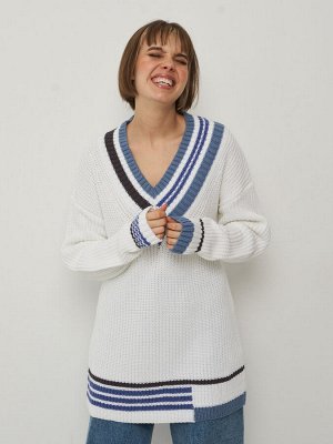 Туника женская 7222-40097   10054/30869/18-3945/26/10 белый/зимнее утро/звёздная пыль/графит