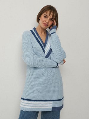 Туника женская 7222-40097   9765/18-4020/10054/245 жемчужно-голубой/св.деним/белый/деним