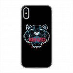 Силиконовый чехол Тигр Kenzo черный на iPhone X (10)