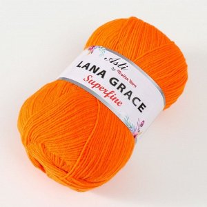 Пряжа "Lana Grace Superfine" 25% шерсть мериноса, 75% акрил 610м/100гр (2410, апельсин)