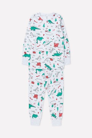 Пижама детская Crockid К 1550 новогодние динозавры на меланже