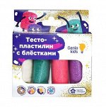 Тесто-пластилин с блестками, 4 цв по 30 гр, арт.1087