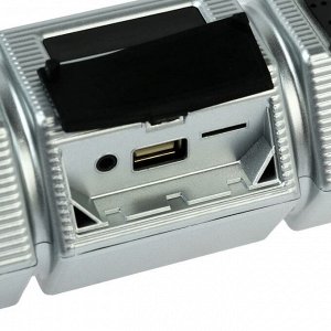 Портативная колонка BT/AUX/USB/MicroSD/FM, IP 65, крепление на руль, серебро