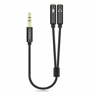 Аудио-кабель удлинитель переходник Earldom AUX202, AUX, 20см, Черный