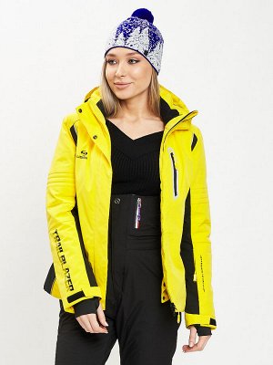 Горнолыжная куртка женская желтого цвета 77034J