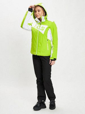 Горнолыжный костюм женский зеленого цвета 077030Z