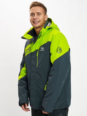 Горнолыжная куртка мужская большого размера зеленого цвета 77029Z
