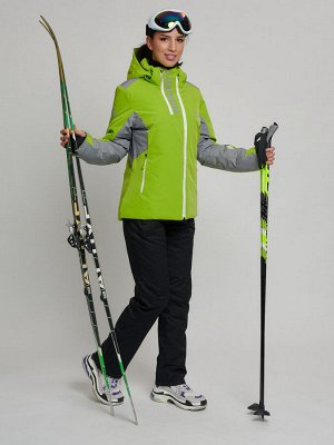 Горнолыжная куртка женская зеленого цвета 77033Z