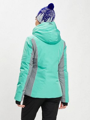 Горнолыжная куртка женская бирюзового цвета 77034Br