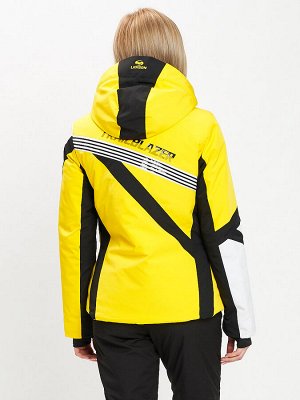 Горнолыжная куртка женская желтого цвета 77031J