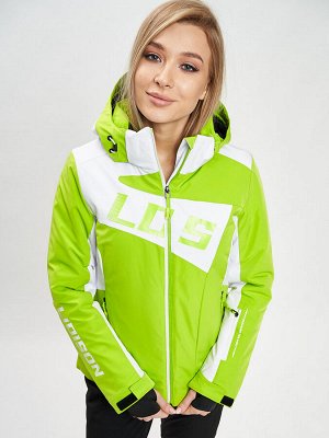 Горнолыжная куртка женская зеленого цвета 77030Z