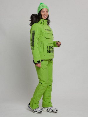 Горнолыжный костюм женский зеленого цвета 77038Z