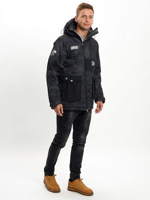 Молодежная зимняя куртка мужская черного цвета 059Ch