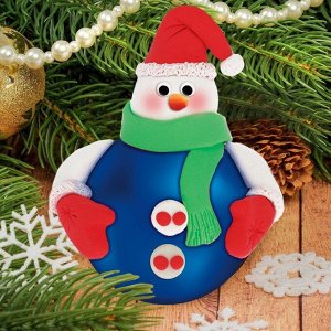 Новогодний ёлочный шар с массой для лепки "Снеговик"