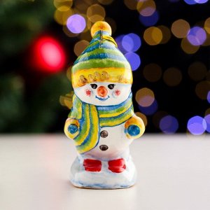 Сувенир "Снеговик-лыжник", ярославская майолика, h=9 см