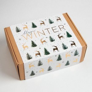 Подарочный набор новогодний Этель Magic winter полотенце 30х60см и аксессуары (4 предм)