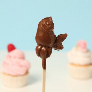 Шоколад фигурный «Розочка с листочком», рубиновый, 30 г