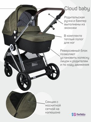 Коляска модульная 2в1 Cloud Baby CB CB-11 Хаки