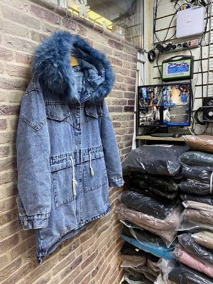 Куртка женская Джинсовая утеплитель мех + холлофайбер Китай
