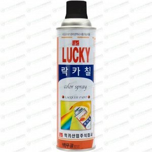 Краска аэрозольная Lucky, многоцелевая нитроэмаль, чёрная (глянцевая), цветовой код RAL 9004, баллон 530мл, арт. LC-305