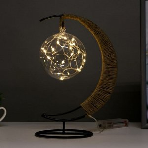 Фигурка световая RISALUX «Луна», LED-ночник, USB, чёрный, 24x10x29 см