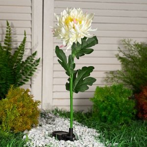 Фонарь садовый на солнечной батарее "Хризантема белая" 80 см, 1 LED, БЕЛЫЙ