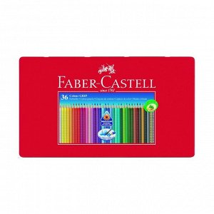 Карандаши 36 цветов Faber-Castell GRIP 2001 трёхгранные, в металлической коробке