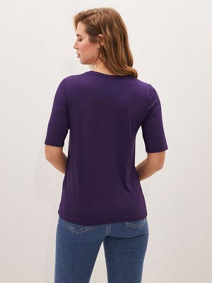 BASIC Прямая женская футболка с коротким рукавом и V-образным вырезом