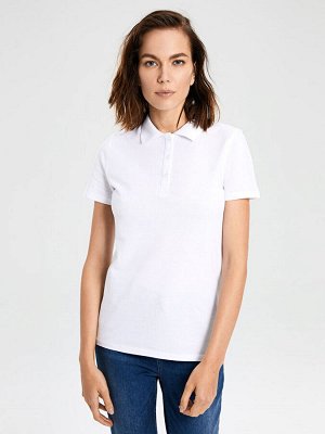 Прямая женская футболка-поло с коротким рукавом из хлопка