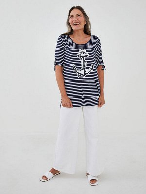 Женская футболка с коротким рукавом, принтом и круглым вырезом