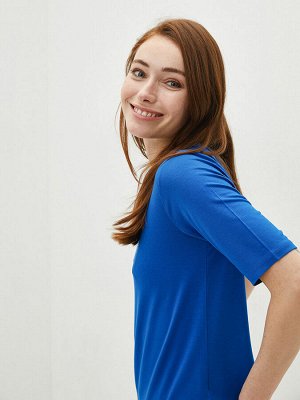 BASIC Женская футболка с укороченным рукавом и круглым вырезом
