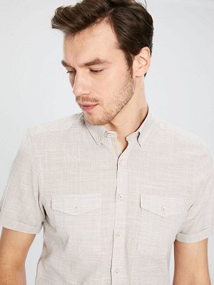 Рубашка из поплина с коротким рукавом Slim fit