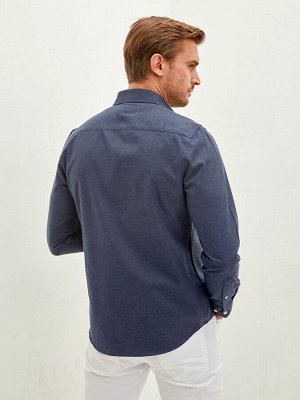 Мужская сорочка приталенная с длинным рукавом
