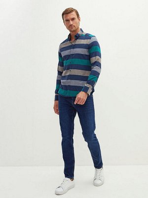 Рубашка мужская с длинным рукавом в полоску