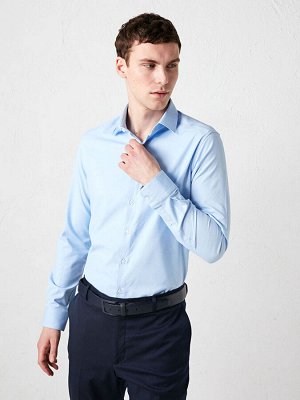 Мужская приталенная рубашка из ткани Оксфорд