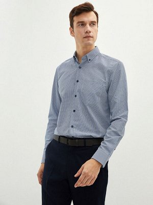 Рубашка мужская с длинным рукавом из поплина