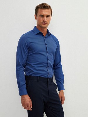 FORMAL Приталенная мужская рубашка из габардина с длинным рукавом