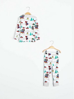 Новогодние пижамы с принтом Микки Маус для малышей-мальчиков, 2 шт.