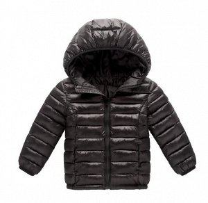Детская демисезонная утепленная куртка с капюшоном, цвет черный