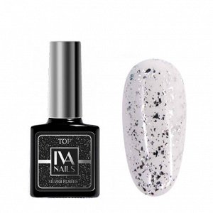 IVA Nails, Топ с серебристыми хлопьями без липкого слоя Silver Flares, 12мл