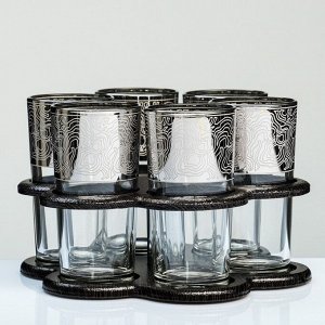Мини-бар набор из 6-ти стаканов 230 мл  &quot;Jungle&quot; серебро