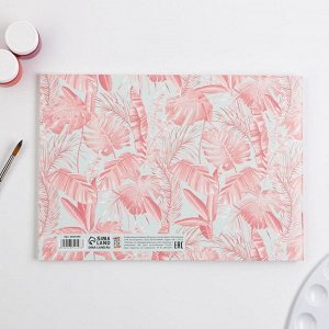 Альбом для рисования А4 на скрепках, 40 листов «Розовая ботаника»   (мелованный картон 200 гр бумага 100 гр)