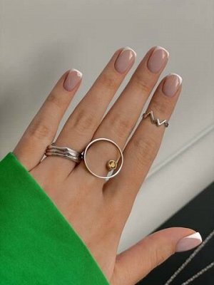 Серебряное кольцо круг с цитрином