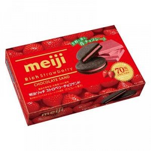 Шоколадное печенье Meiji Rich Strawberry Biscuits с клубничной начинкой