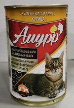 Амурр влажный корм для кошек Курица в соусе 415гр консервы
