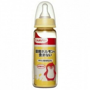 990613 "Chu Chu Baby" Пластиковая бутылочка для кормления с силиконовой соской (с узким горлышком) 240 мл 1/50