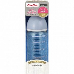 995274 "Chu Chu Baby" Пластиковая бутылочка для кормления с силиконовой соской (с широким горлышком) 240 мл 1/50