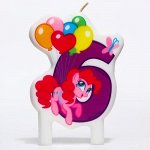 Свеча в торт цифра &quot;6&quot;  Little Pony,15,5*11,5*1 см