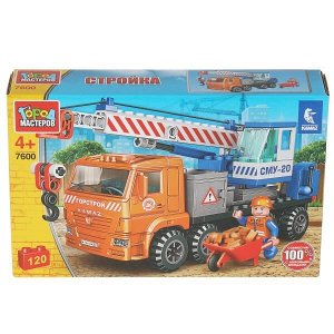 7600-KK KAMAZ конструктор камаз: КРАН, 120 дет. Город мастеров в кор.2*18шт