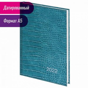 Ежедневник датированный 2022 (145х215 мм), А5, STAFF, ламинированная обложка, "Crocodile", 113345